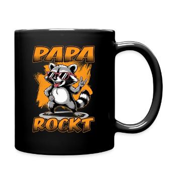 Papa rockt Pandabär | Bester Papa | Vatertag - Tasse einfarbig - Schwarz - Rechts