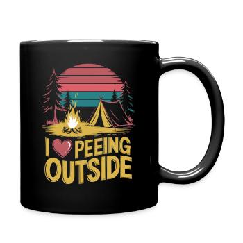 Natur pur – mit Humor - Ich liebe Draußen-Pinkeln - Tasse einfarbig - Schwarz - Rechts