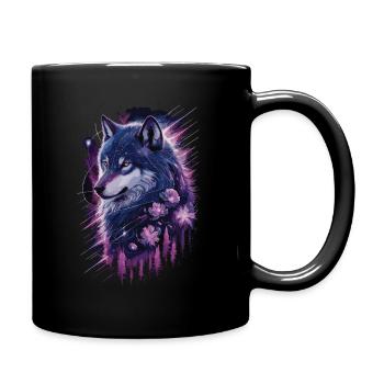 Galaktischer Wolf im Sternenwald - Tasse einfarbig - Schwarz - Rechts