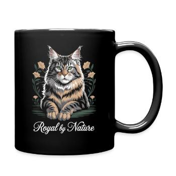 Chat royal avec cadre floral - Mug uni - noir - Droite