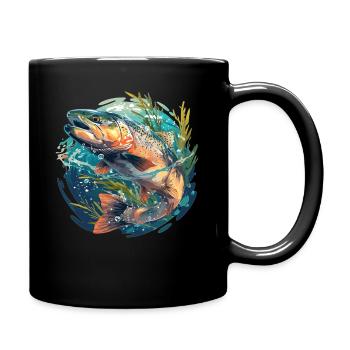 Lachse Lachs - Tasse einfarbig - Schwarz - Rechts