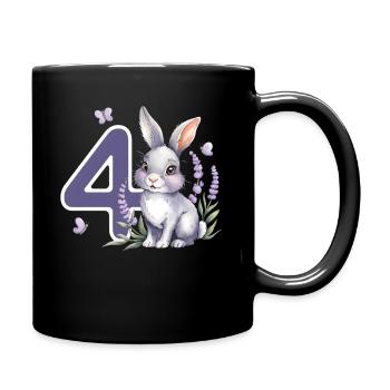 4. Geburtstag 4 Jahre Hase Häschen Lavendel Lila - Tasse einfarbig - Schwarz - Rechts