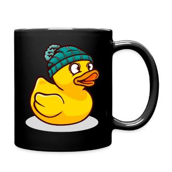 Canard en caoutchouc jaune avec chapeau - Mug uni - noir - Droite