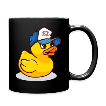Yellow rubber duck with cap - Full Colour Mug - black - Right