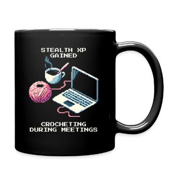 Stealth Crochet in Meeting | Yarn handmade - Full Colour Mug - black - Right