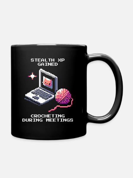 Meeting: Häkeln getarnt | Maschen Garn Handarbeit - Tasse einfarbig - Schwarz