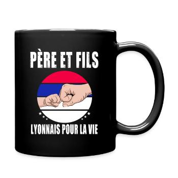père et fils papa lyon lyonnais fête des pères - Mug uni - noir - Droite