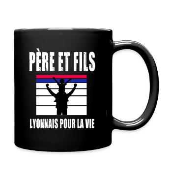 père et fils papa lyonnais lyon fête des pères - Mug uni - noir - Droite