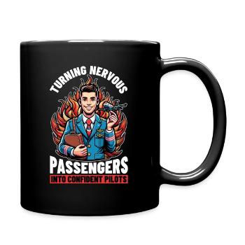 Flight Instructor Turning Nervous Flight Attendant - Full Colour Mug - black - Right