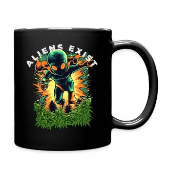 Aliens Exist Cosmic Glow - Tasse einfarbig - Schwarz - Rechts