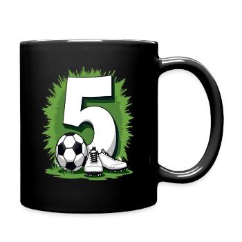 Fußball Geburtstag 5 Jahre Jungen Geschenk - Tasse einfarbig - Schwarz - Rechts