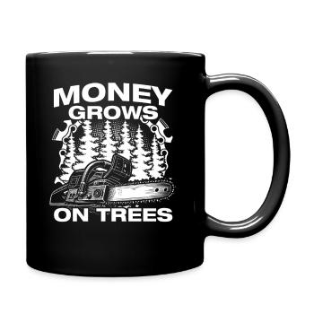 L’argent pousse sur les arbres, les cabanes en bois, les bûcherons - Mug uni - noir - Droite