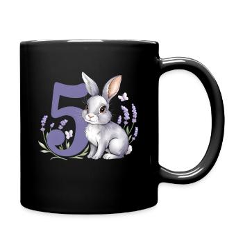 5. Geburtstag 5 Jahre Hase Häschen Lavendel Lila - Tasse einfarbig - Schwarz - Rechts