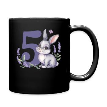 5. Geburtstag 5 Jahre Hase Häschen Lavendel Lila - Tasse einfarbig - Schwarz - Rechts
