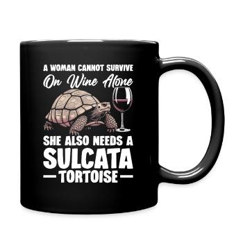 A woman can't survive on wine alone, - Full Colour Mug - black - Right