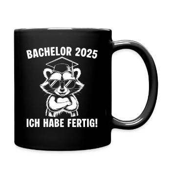 Bachelor 2025 Waschbär Bestandene Bachelorprüfung - Tasse einfarbig - Schwarz - Rechts