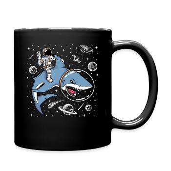 Astronaute chevauchant un requin de l’espace - Mug uni - noir - Droite