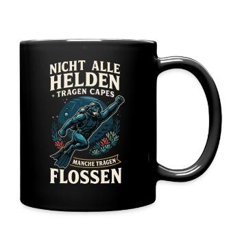 Not all heroes wear capes, fins, divers - Full Colour Mug - black - Right
