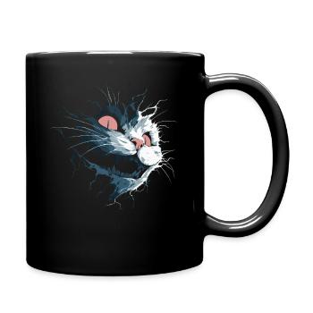 Zerrissene Grinsekatze – düsterer Albtraumblick - Tasse einfarbig - Schwarz - Rechts