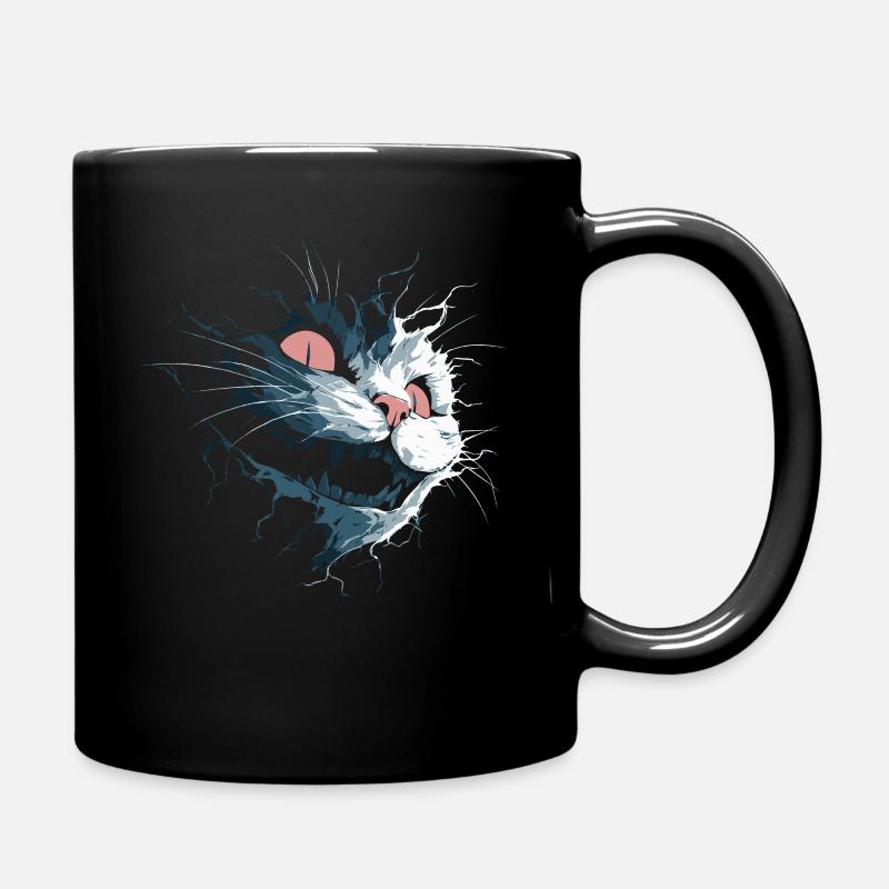 Zerrissene Grinsekatze – düsterer Albtraumblick - Tasse einfarbig - Schwarz