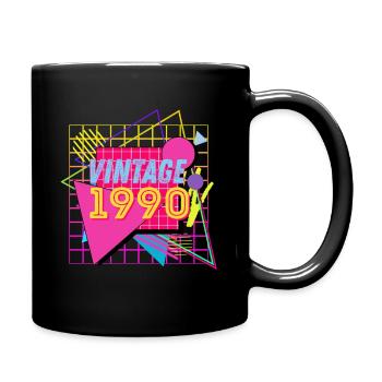 1990 Retro 90s Style Colorful Vintage Birthday - Full Colour Mug - black - Right