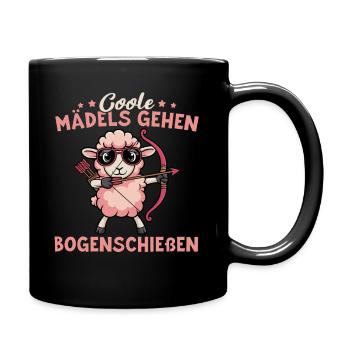 Schaf - Coole Mädels gehen Bogenschießen - Tasse einfarbig - Schwarz - Rechts