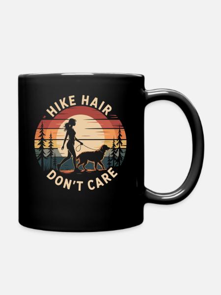 Wandern mit Hund Outdoor Damen Shirt - Tasse einfarbig - Schwarz