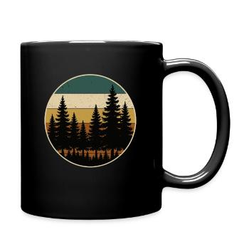 Arbres de la forêt Sapins Rétro - Mug uni - noir - Droite