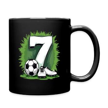 Fußball Geburtstag 7 Jahre Jungen Geschenk - Tasse einfarbig - Schwarz - Rechts
