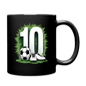 Fußball Geburtstag 10 Jahre Jungen Geschenk - Tasse einfarbig - Schwarz - Rechts