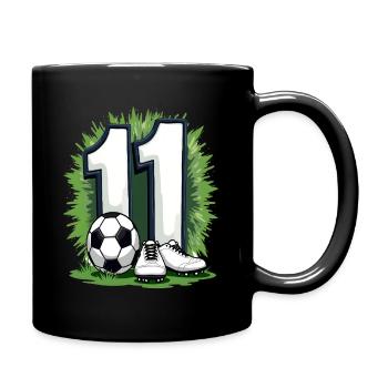 Fußball Geburtstag 11 Jahre Jungen Geschenk - Tasse einfarbig - Schwarz - Rechts