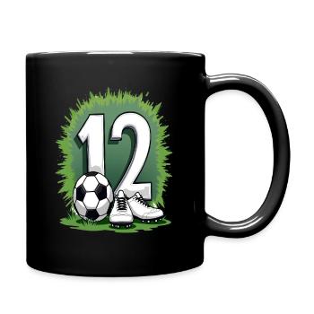 Fußball Geburtstag 12 Jahre Jungen Geschenk - Tasse einfarbig - Schwarz - Rechts