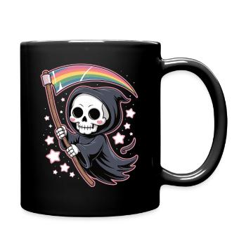 Cute Grim Reaper with Rainbow - Full Colour Mug - black - Right