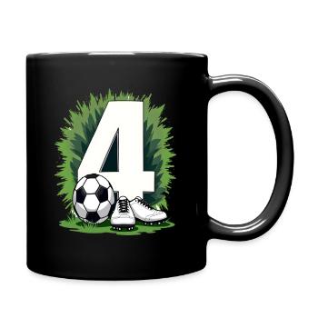 Fußball Geburtstag 4 Jahre Jungen Geschenk - Tasse einfarbig - Schwarz - Rechts