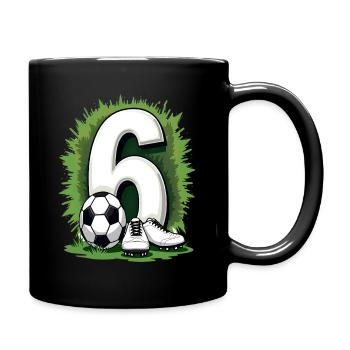 Fußball Geburtstag 6 Jahre Jungen Geschenk - Tasse einfarbig - Schwarz - Rechts