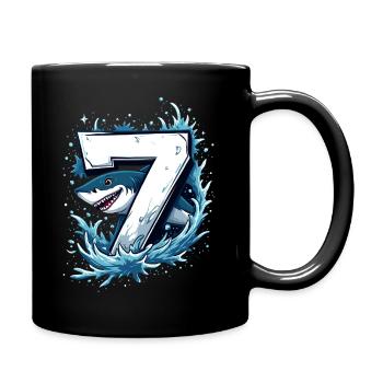 Hai Kindergeburtstag 7 Jahre Freude - Tasse einfarbig - Schwarz - Rechts