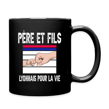 père et fils papa supporter lyonnais lyon - Mug uni - noir - Droite