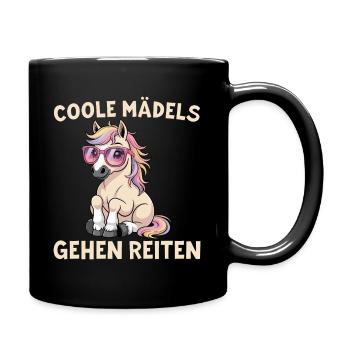 Niedliches Pferd - Coole Mädels gehen Reiten - Tasse einfarbig - Schwarz - Rechts