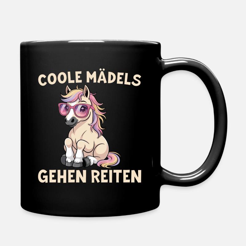 Niedliches Pferd - Coole Mädels gehen Reiten - Tasse einfarbig - Schwarz