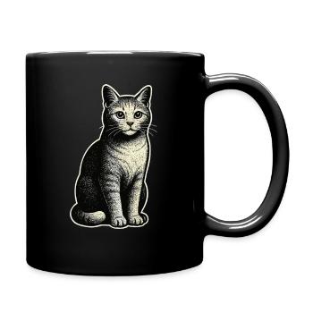 Chat vintage – assis et élégant - Mug uni - noir - Droite