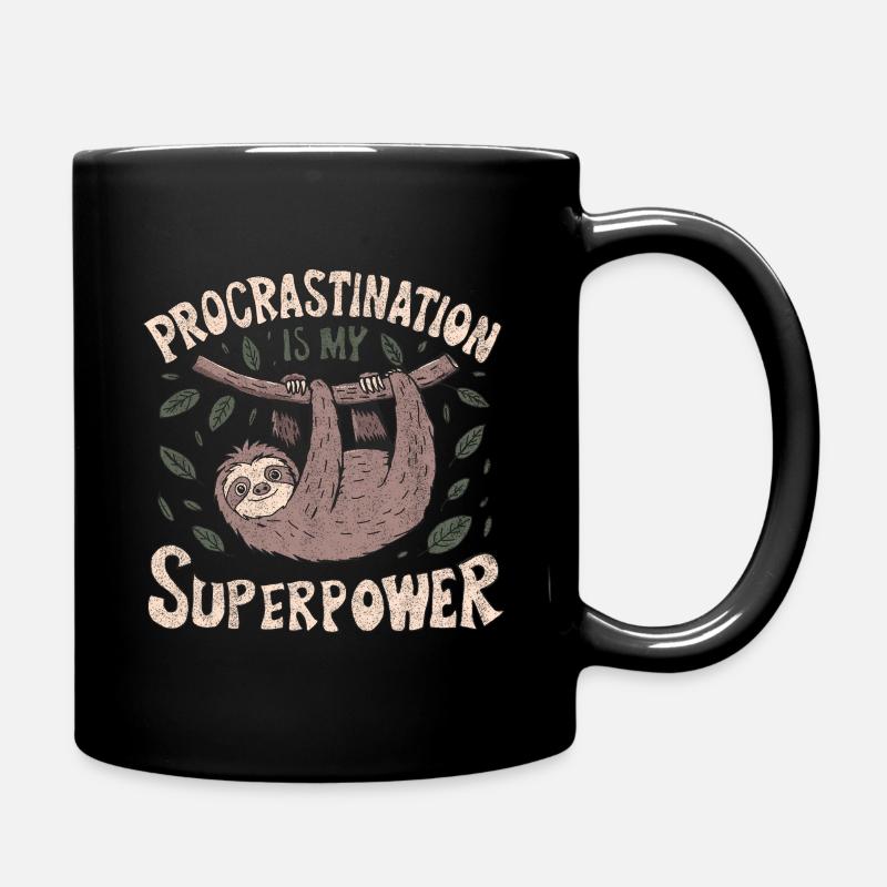 Sloth Procrastination Funny Saying Gift - Full Colour Mug - black