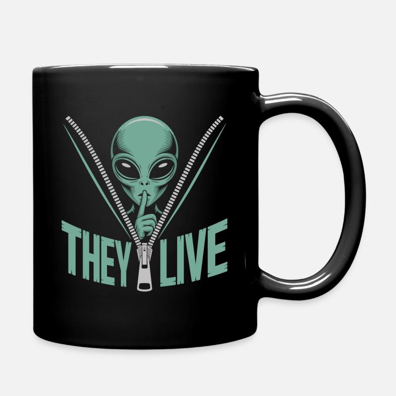 Extraterrestre dans une fermeture éclair – ils sont vivants - Mug uni - noir