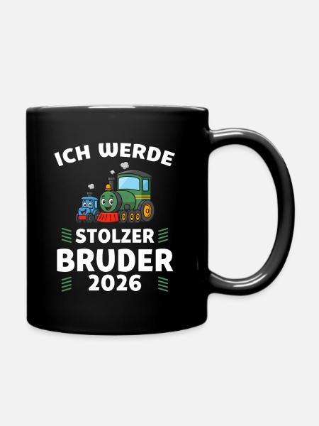 Ich werde stolzer Bruder 2026 Eisenbahn - Tasse einfarbig - Schwarz