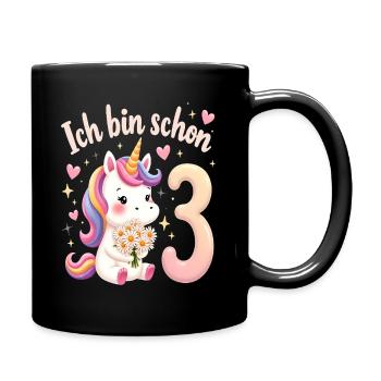 Licorne mignonne 3ème anniversaire pour les filles - Mug uni - noir - Droite