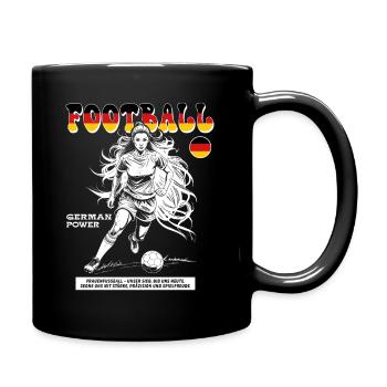 Deutsche Fußballspielerin Shirt: Technik im Spiel - Tasse einfarbig - Schwarz - Rechts