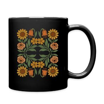 Vintage Wildflower Art Floral Boho Garden Flowers - Full Colour Mug - black - Right