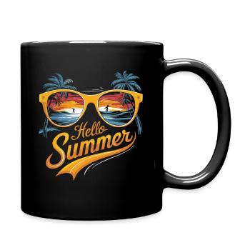 Hello Summer Sonnenbrille Shirt - Tasse einfarbig - Schwarz - Rechts