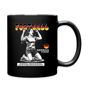 Deutscher Frauenfußball Shirt: Torjubel mit Power - Tasse einfarbig - Schwarz - Rechts