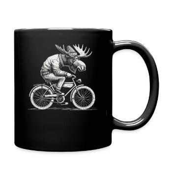 Retro Bicycle Moose Design for Cyclists with Humor - Full Colour Mug - black - Right