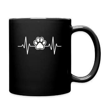 Heartbeat with a paw – love of animals - Full Colour Mug - black - Right